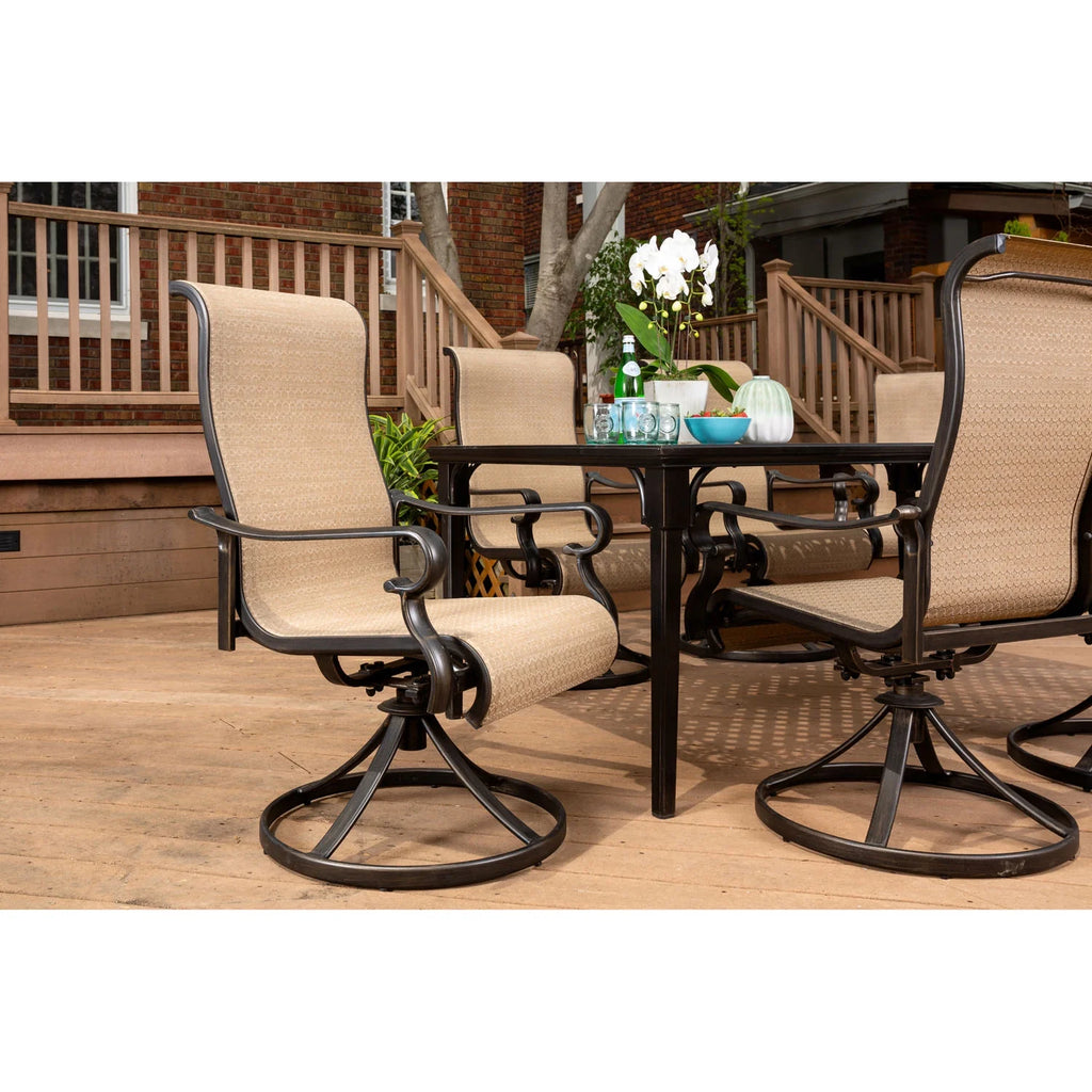 7-Piece Dining Set with Expandable Table and 6 Swivel Rockers B38548