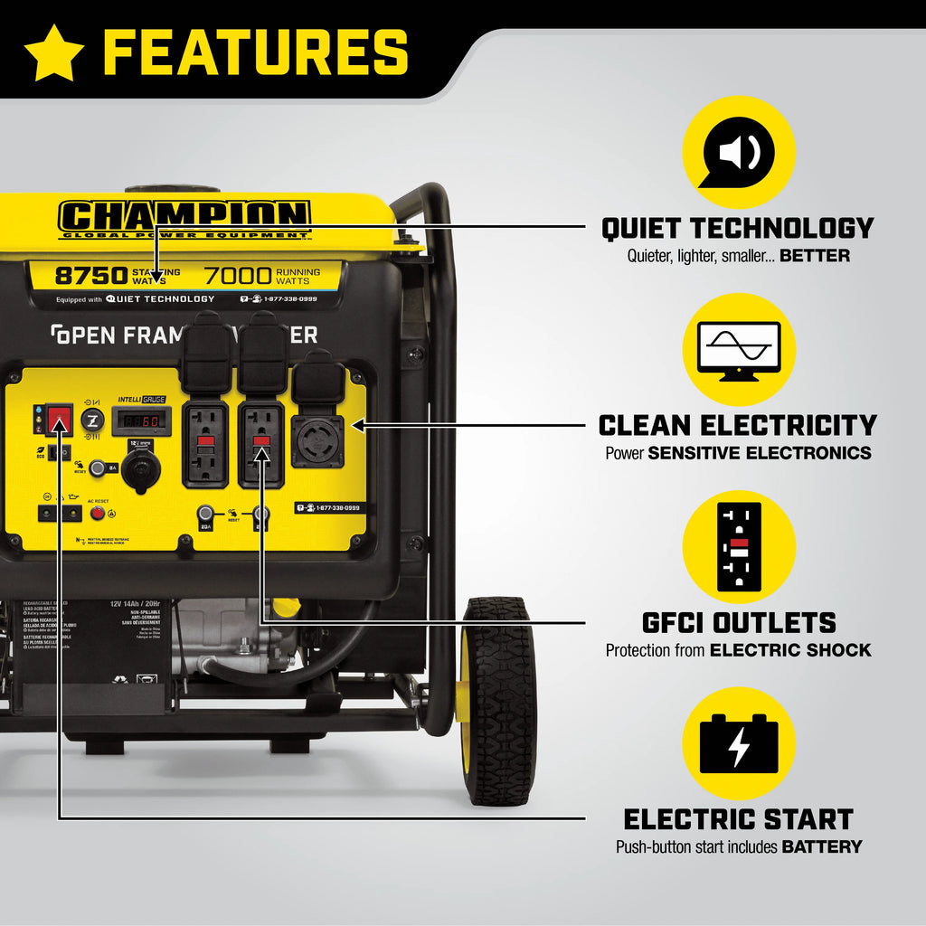 8750-Watt Open Frame Inverter with Electric Start J111051
