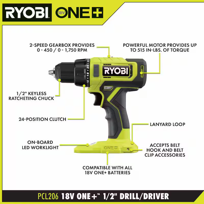 18V Cordless 4-Tool Combo Kit with Battery, Charger, and Rolling Tool Box H533