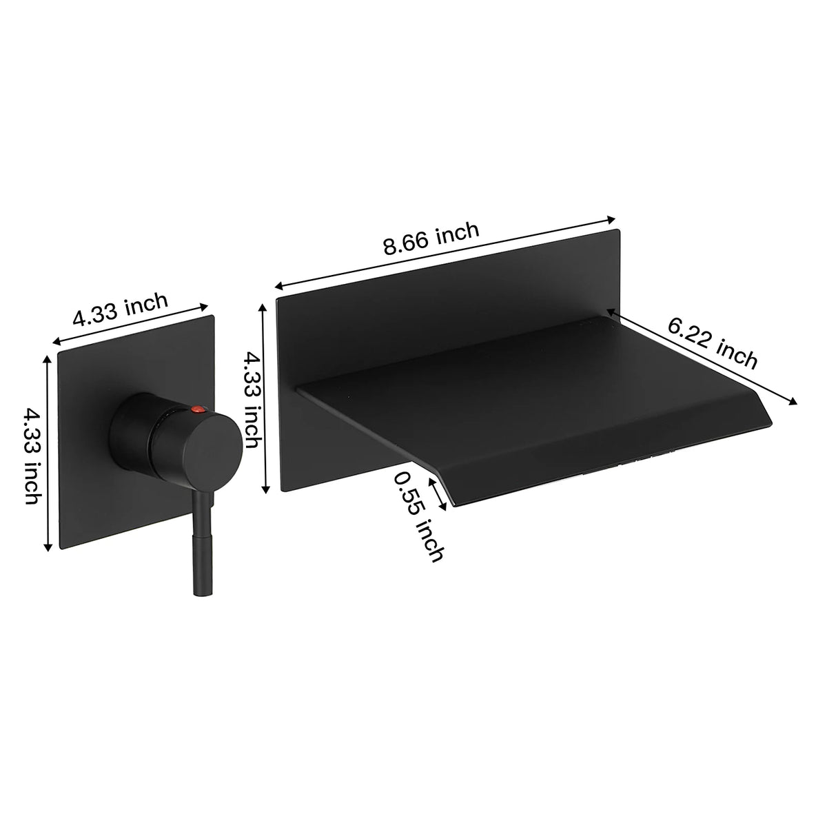 Wall Mount Waterfall Bathroom Faucet Matte Black F56977