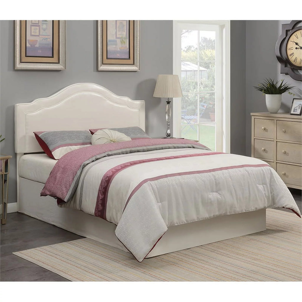 Cream Faux Leather Queen Headboard A23895