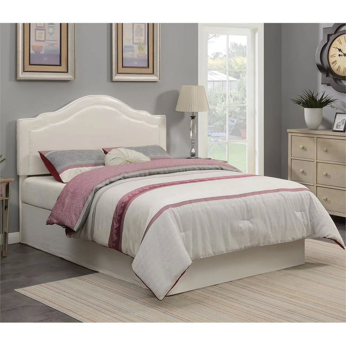 Cream Faux Leather Queen Headboard A23895
