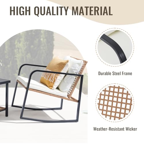 3 Piece Wicker Outdoor Bistro Set with Cushions X87610