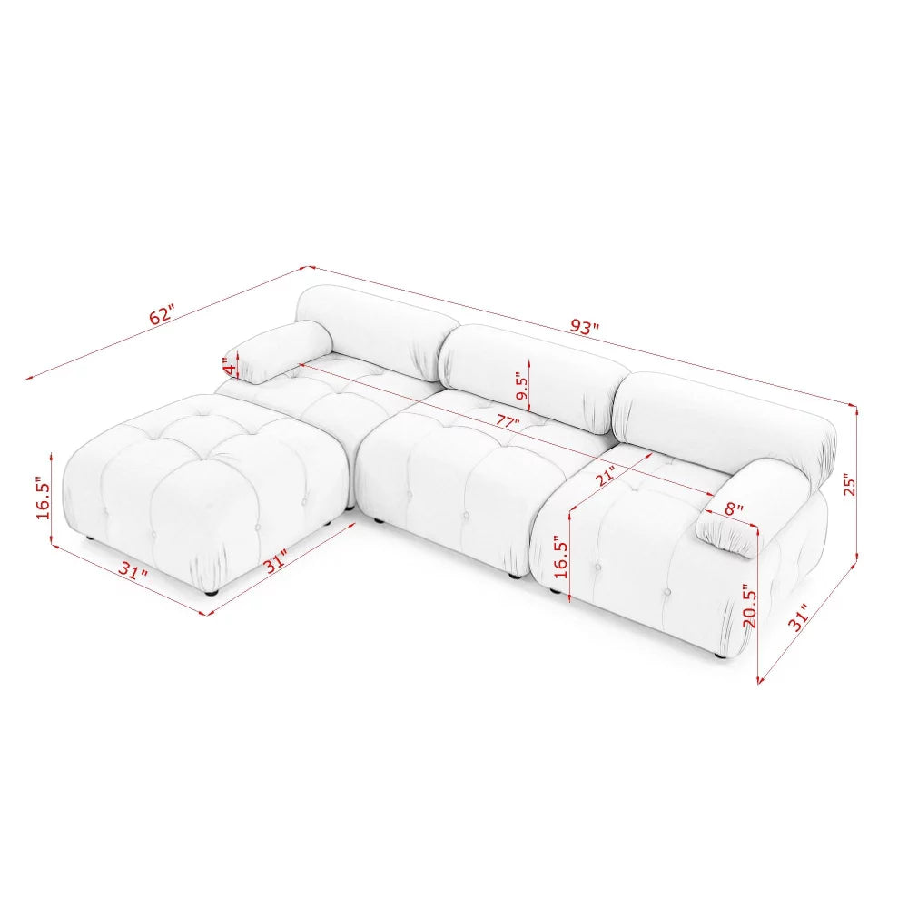 L Shaped Modular Sectional Sofa with Reversible Ottoman P367690