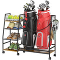 Golf Bag Storage Rack with Wheels, Black J287