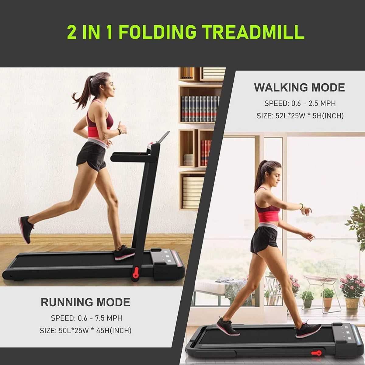 2 in 1 Folding Portable Under Desk Treadmill F623