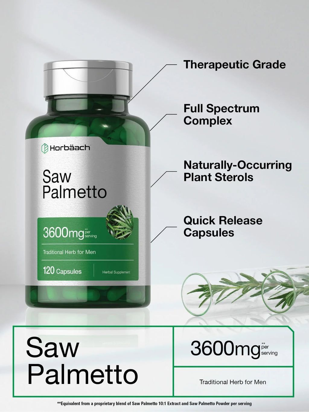 Saw Palmetto Extract 3600mg 120 Capsules Prostate Supplement T1923