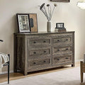 6 Drawer Wood Dresser Dark Oak X372