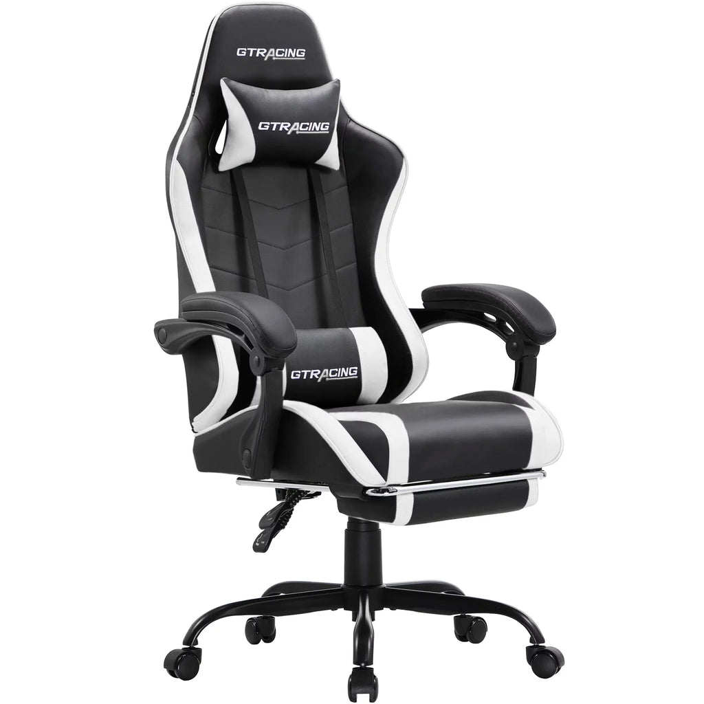 White Height Adjustable Reclining Gaming Chair with Footrest G28599
