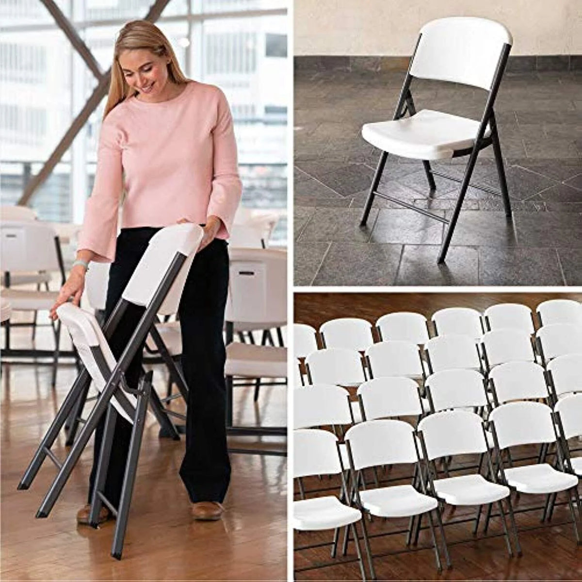 White 20 Pack Plastic Folding Chairs C7857