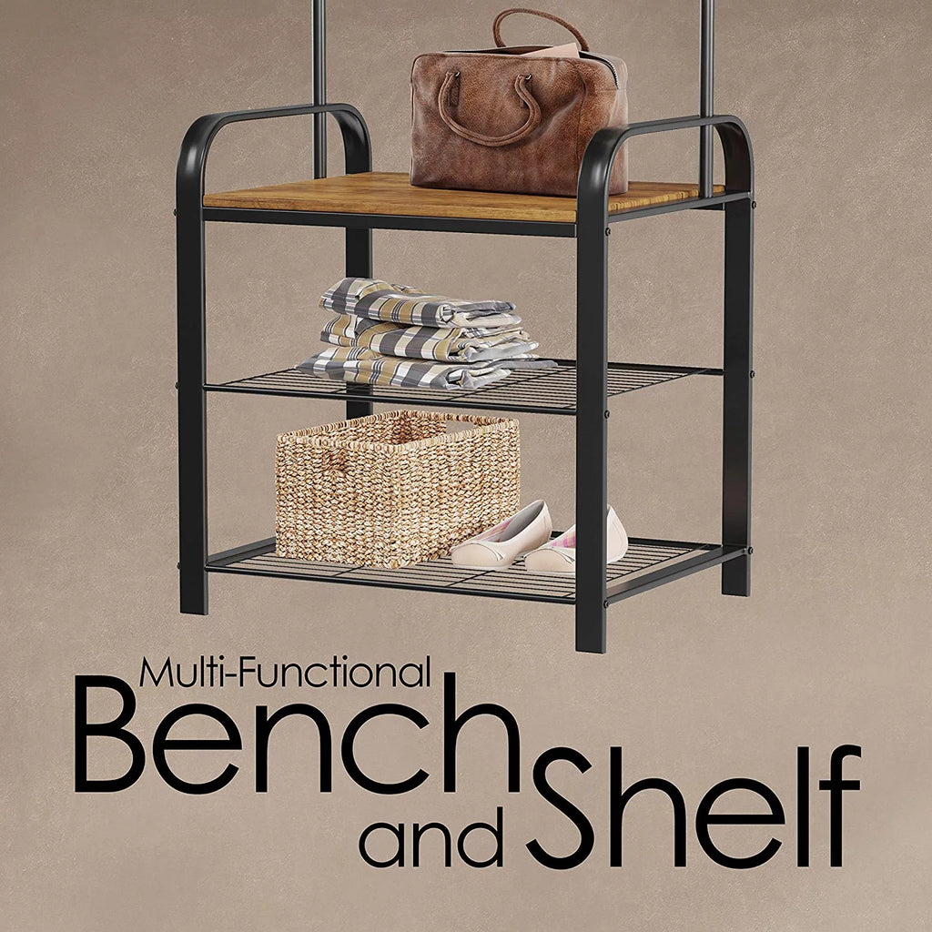 Metal Coat Rack and Storage Bench I4814