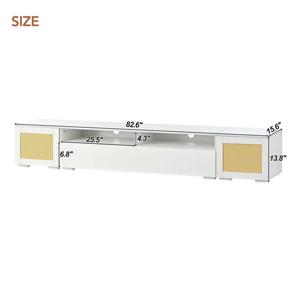 White 90 Inch TV Stand with LED Lights V809759