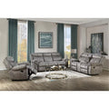 2-Tone Gray Velvet Loveseat with USB Dock and Console T552