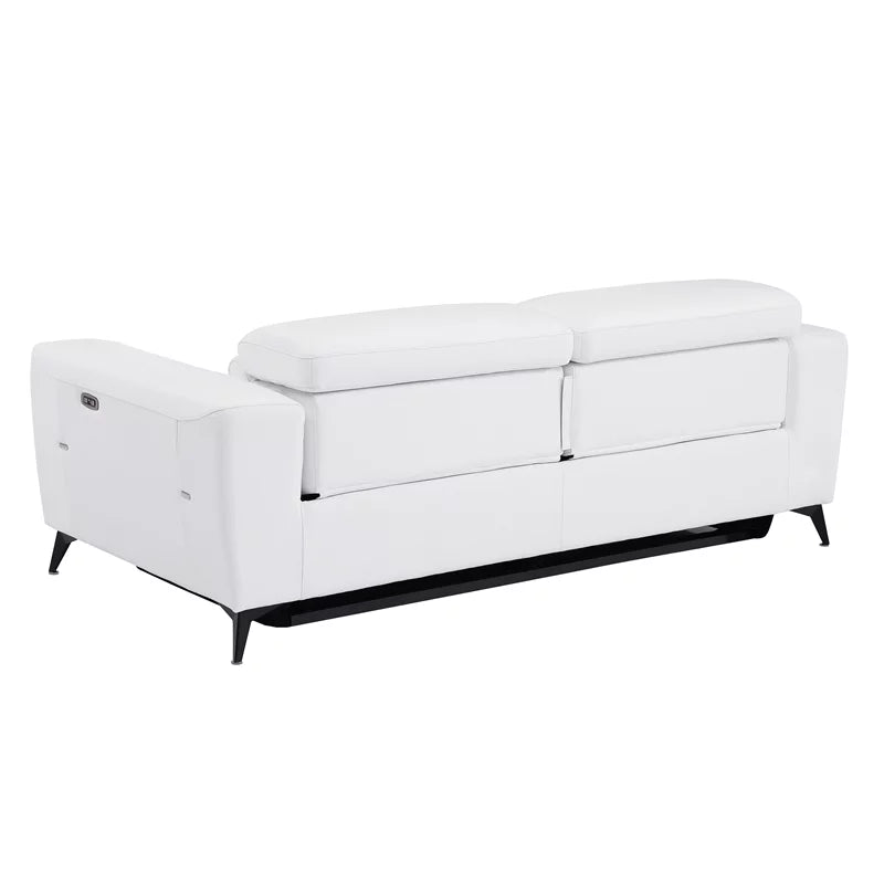 White Italian Leather Power Recliner Sofa T91923
