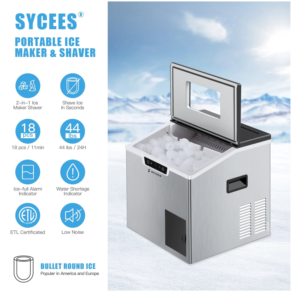Portable 2 in 1 Ice Maker & Shaver with Ice Scoop M120814