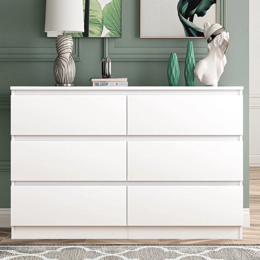 White Wood 6 Drawer Dresser C3447
