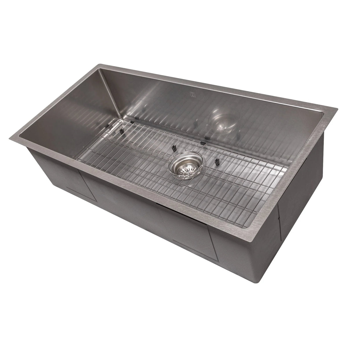 36 in. Undermount Single Bowl Stainless Steel Kitchen Sink with Bottom Grid W74917