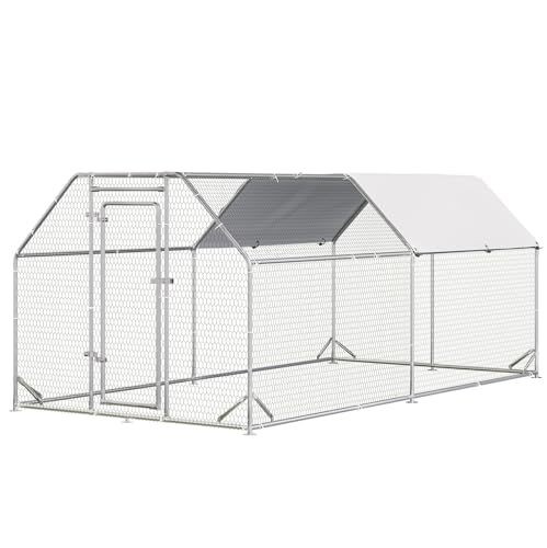 Large Metal Walk-in Chicken Coop with Waterproof Cover C408