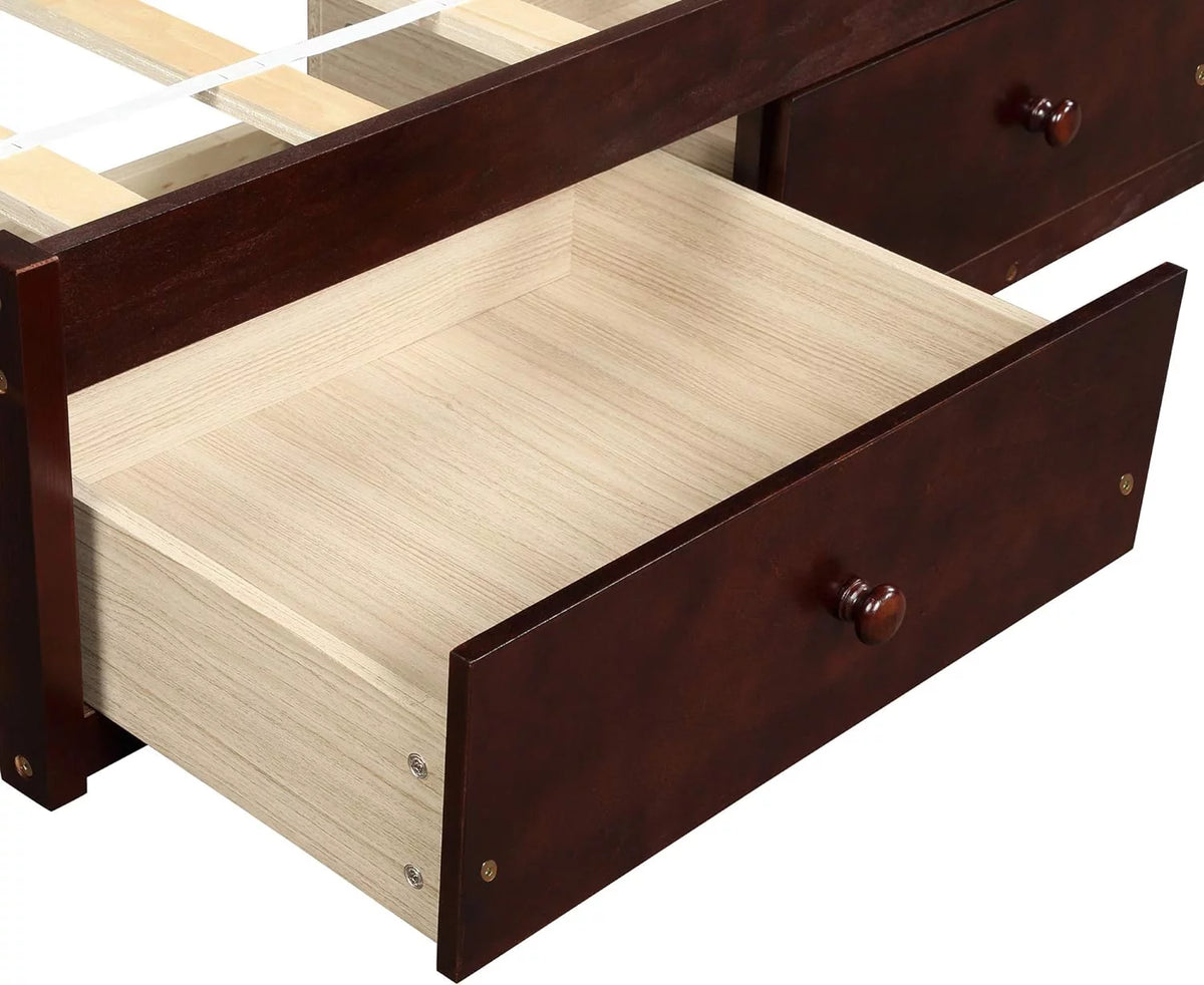 Cherry Wood Storage Bed with 3 Drawers R75052