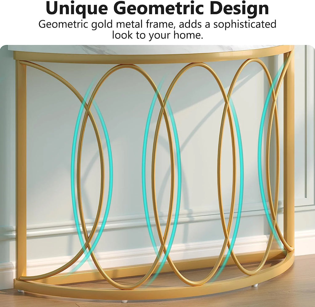 Gold Faux Marble Console Table B1290