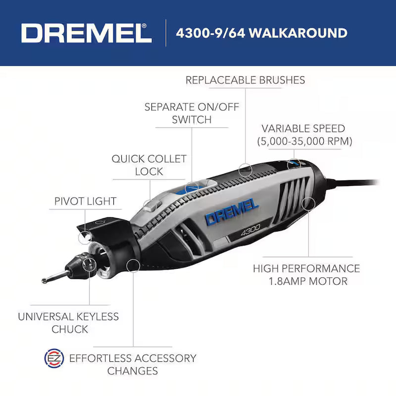 Variable Speed Corded Rotary Tool Kit with 64 Accessories Z636268