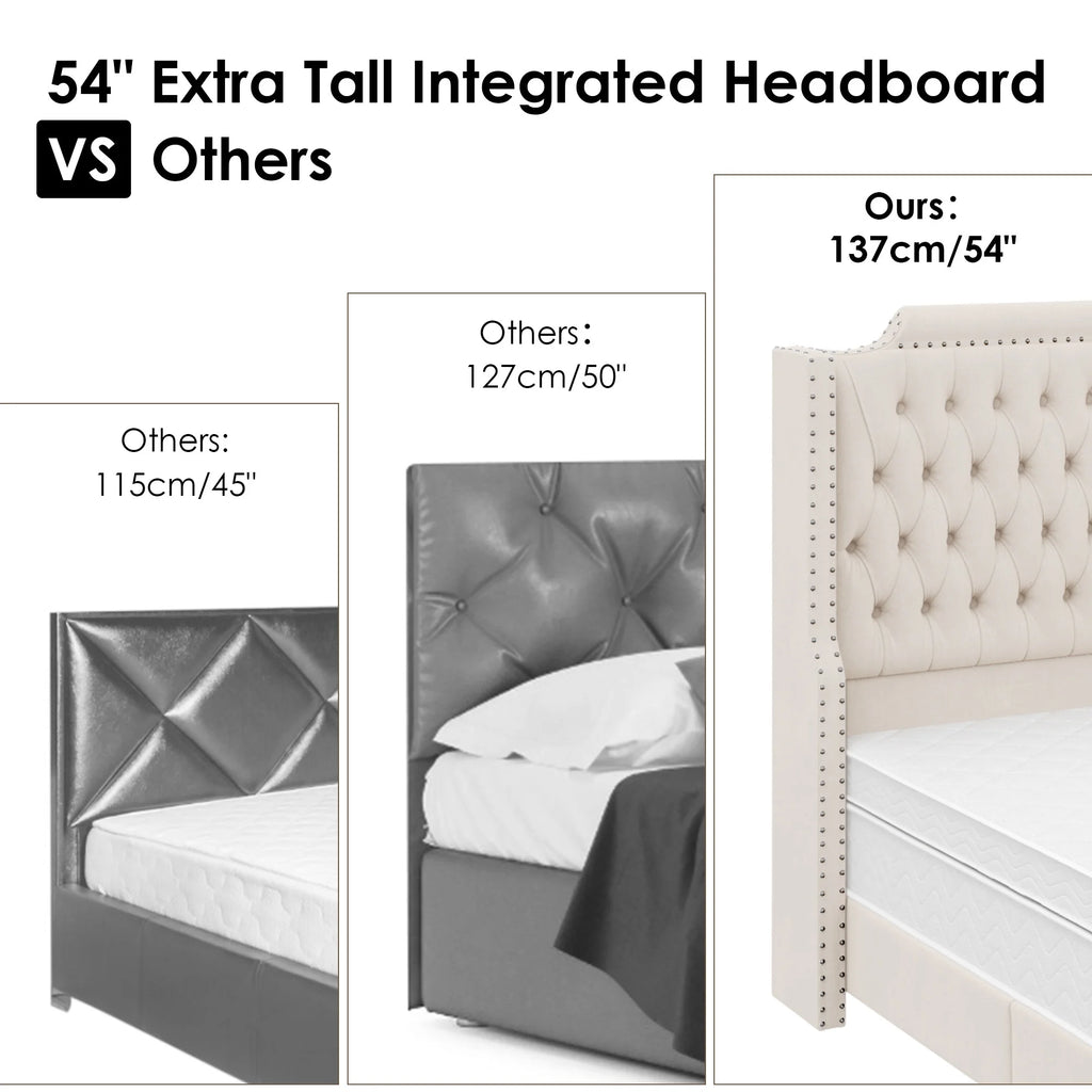 Queen Size Velvet Button Tufted Upholstered Bed with Headboard and Footboard L648
