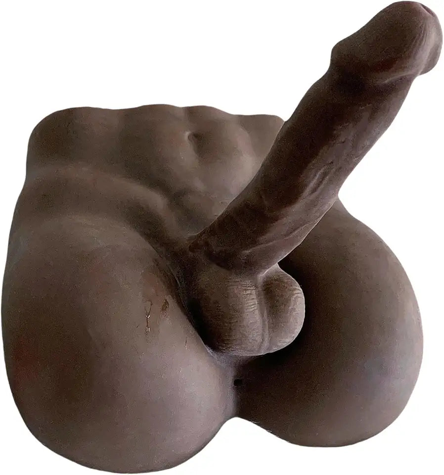 Realistic Torso Sex Doll with Flexible Dildo Black M7958
