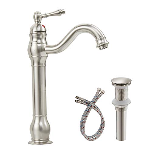Antique Brass Vessel Sink Faucet Single Hole with Pop Up Drain U819