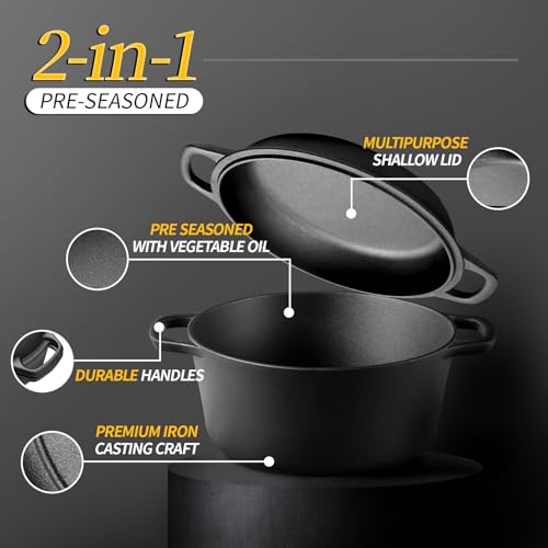 Pre-Seasoned Cast Iron Dutch Oven with Skillet Lid 5QT Z277530