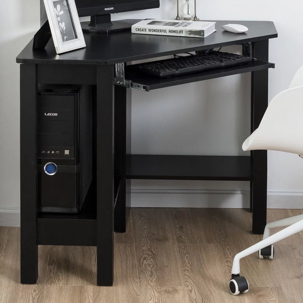 Black Wooden Corner Desk With Drawer M640189