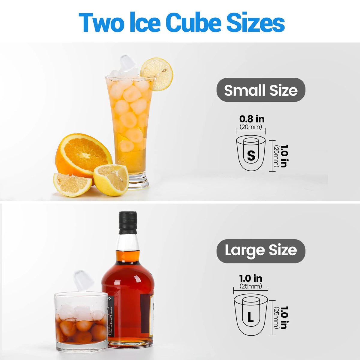 Countertop Ice Maker Machine 2 Ice Sizes 26.5 lbs 1.1L P269