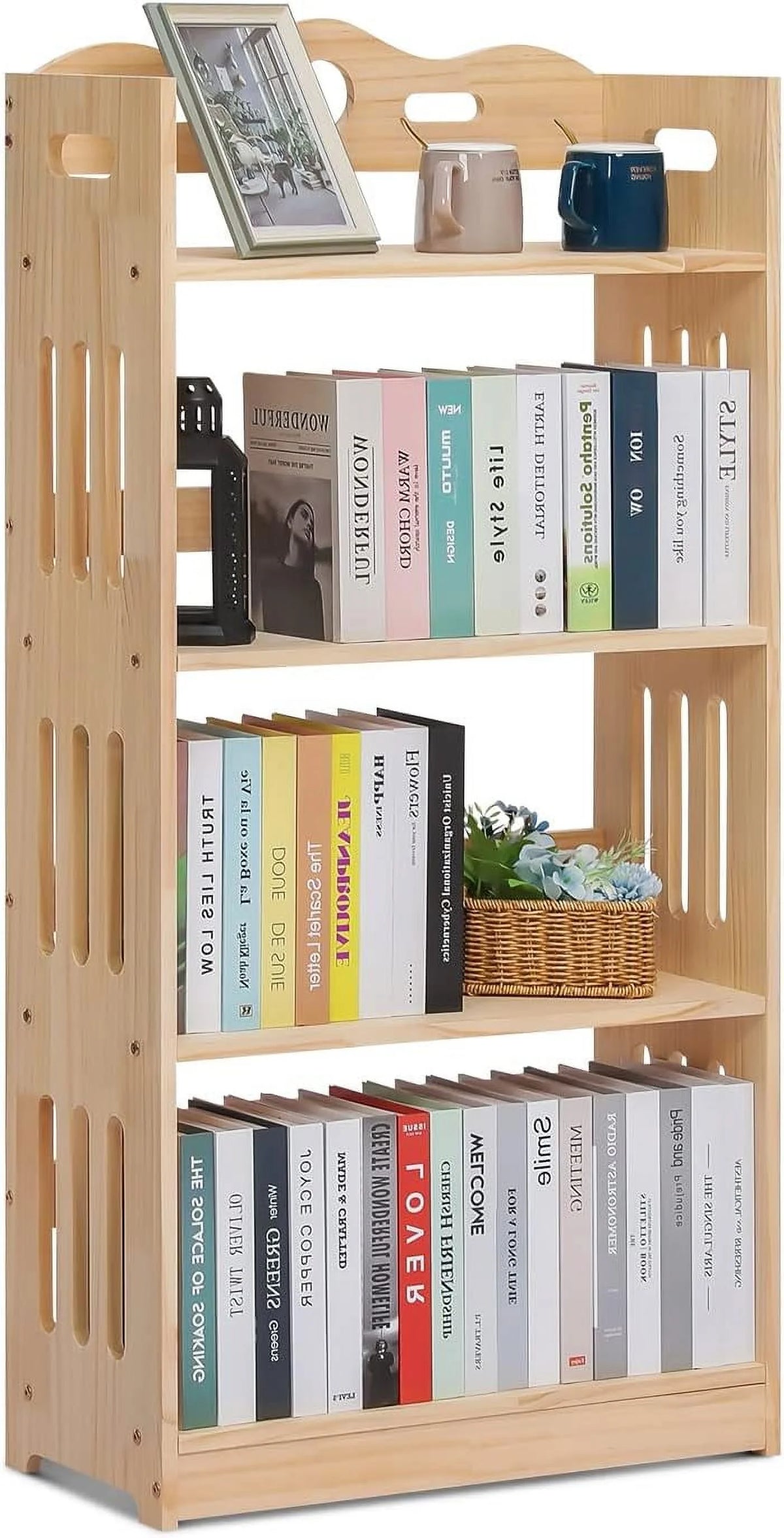Natural 4 Tier Solid Wood Bookcase F10116