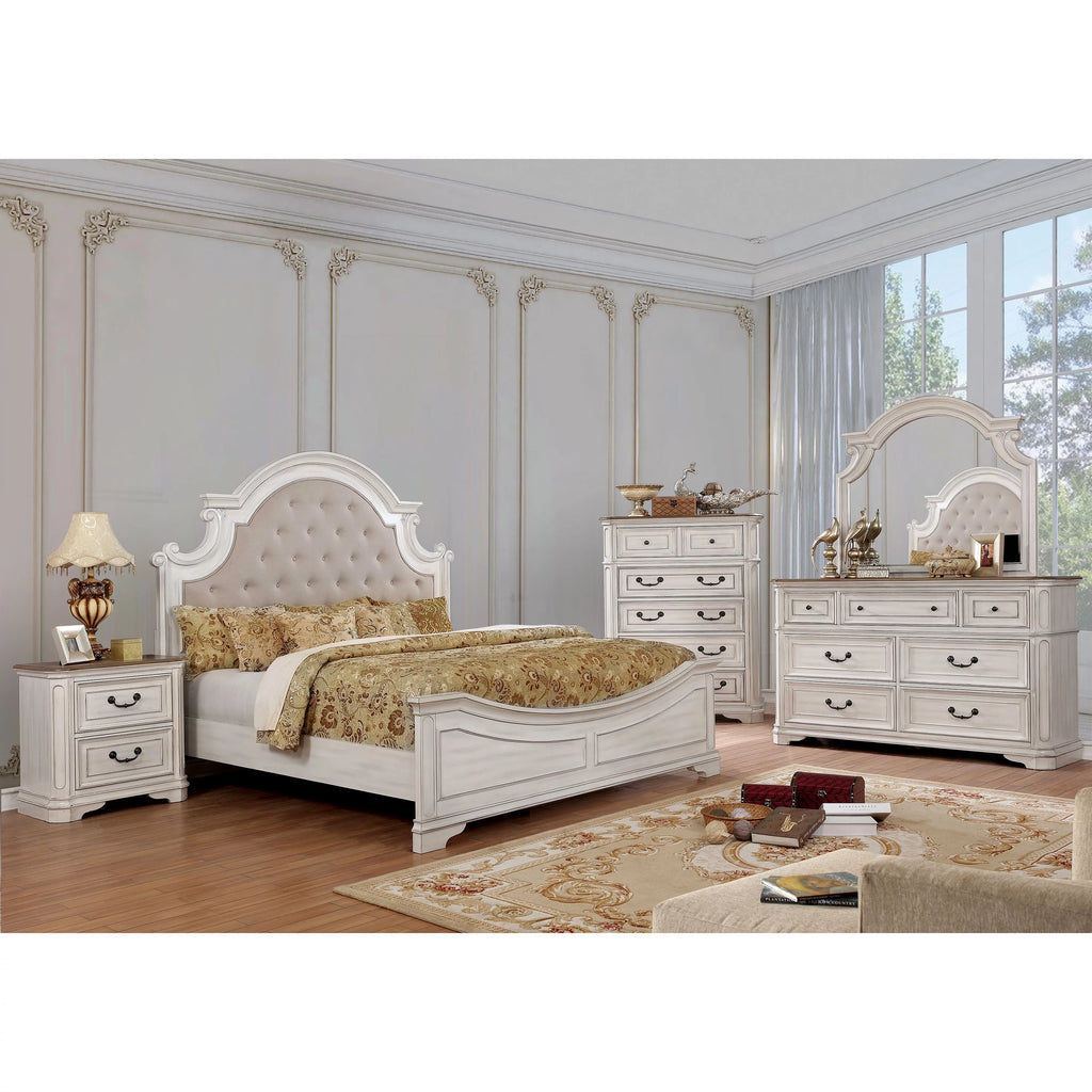 Antique White and Weathered Oak 5-Drawer Chest D644036