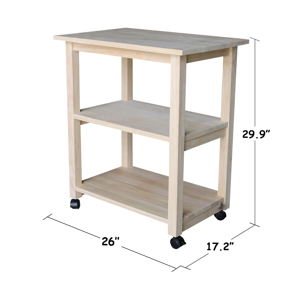 Unfinished Wood Microwave Kitchen Cart T952