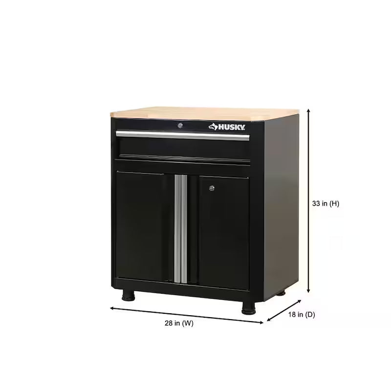 24-Gauge Steel 1-Drawer 2-Door Garage Base Cabinet in Black P215367