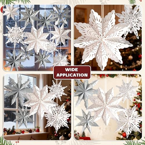 18Pcs 3D Paper Snowflake Lanterns with LED Lights M6706