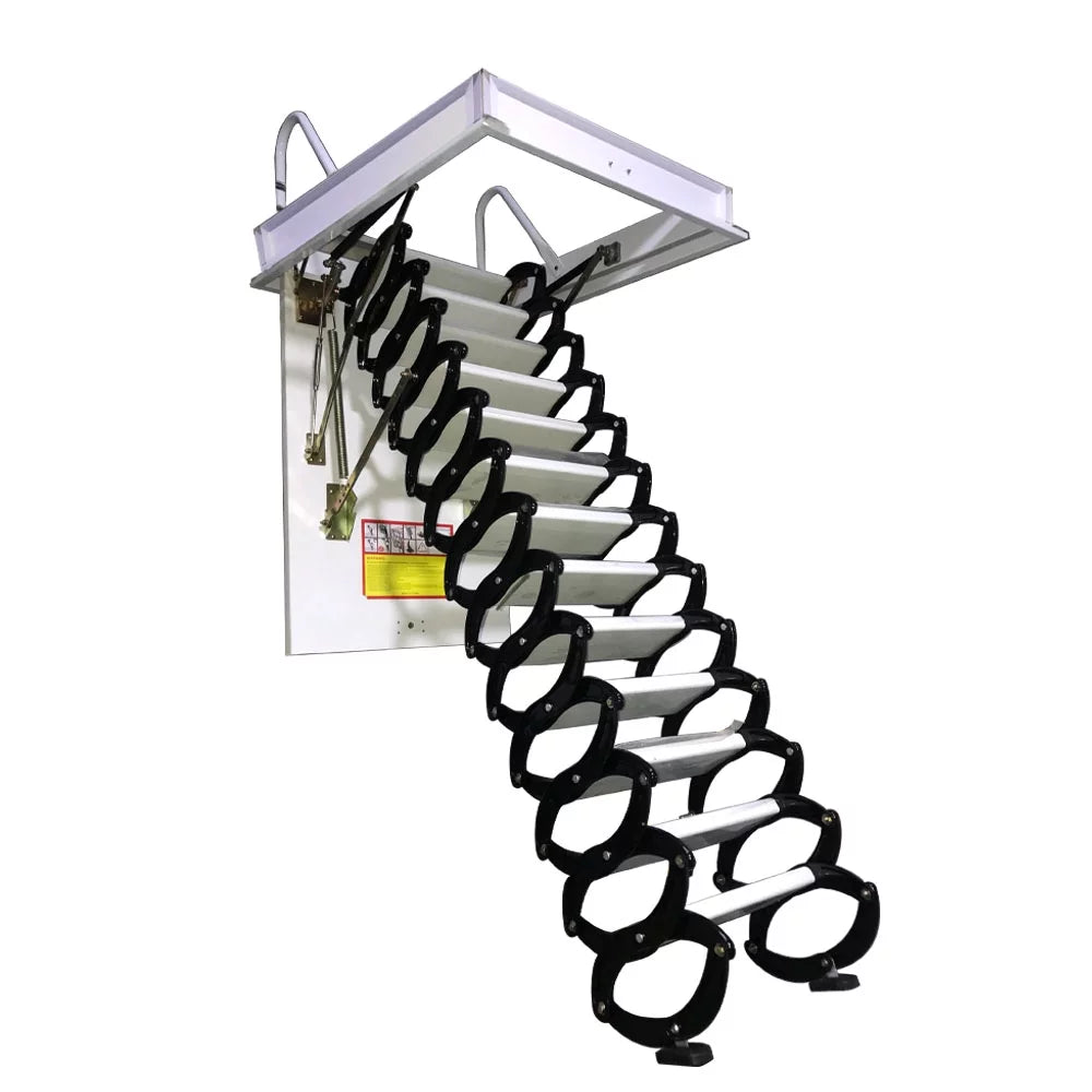 Black and White 13 Steps Al-Mg Alloy Telescopic Folding Ladder Q14873