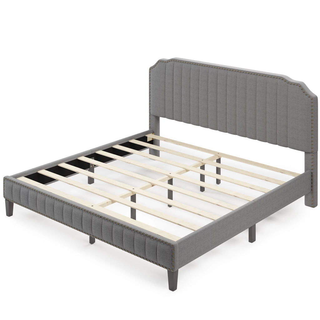 Linen Upholstered King Platform Bed F713058