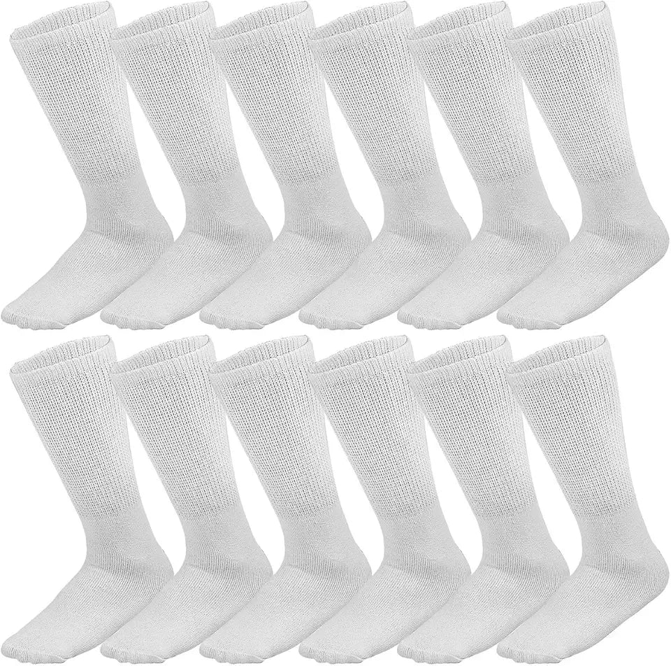 12-Pack Crew Length Diabetic and Circulatory Non Binding Socks Z846