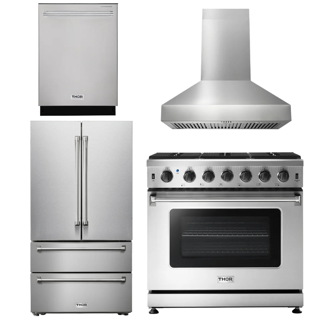 36 Gas Range, Range Hood, Refrigerator, Dishwasher N530