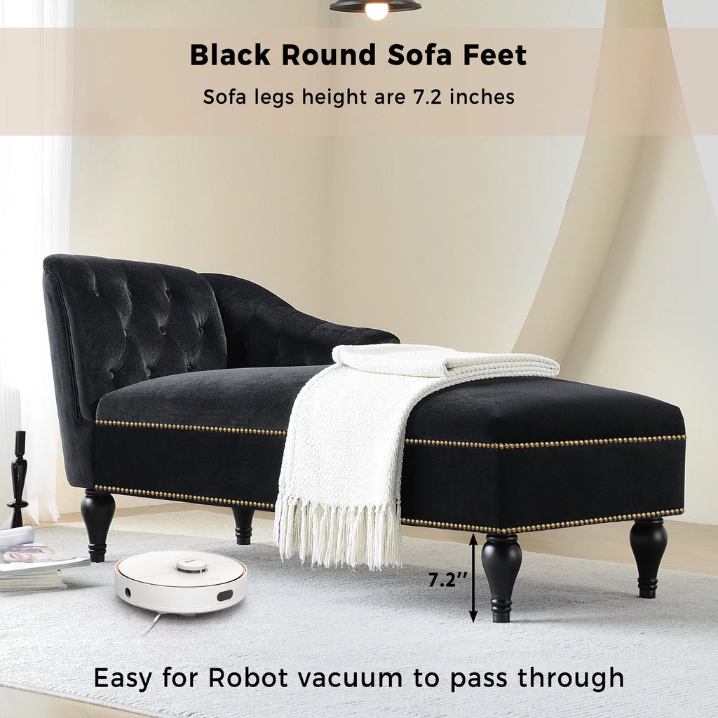 Black Tufted Upholstered Chaise Lounge Z7593