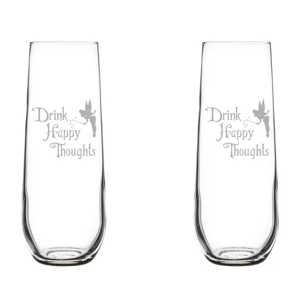 Set of 2 Glass Champagne Flutes 8.5 oz Stemless Y474512