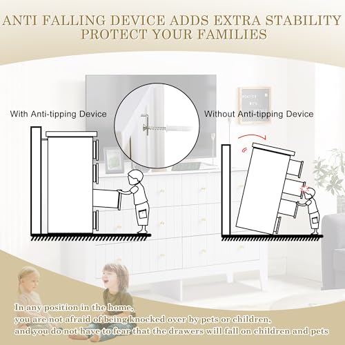 White 6 Drawer Wood Dresser with Metal Handle Y650