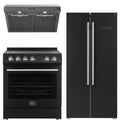 30 Electric Range, Range Hood and Refrigerator in Black N92305