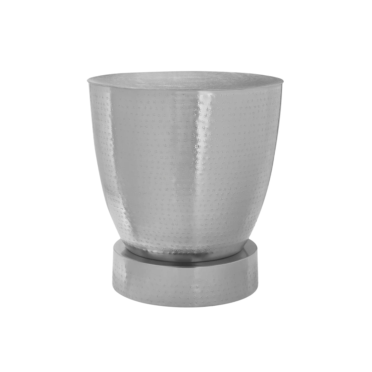 Hammered Drum Shaped End Table 22" Chrome R683