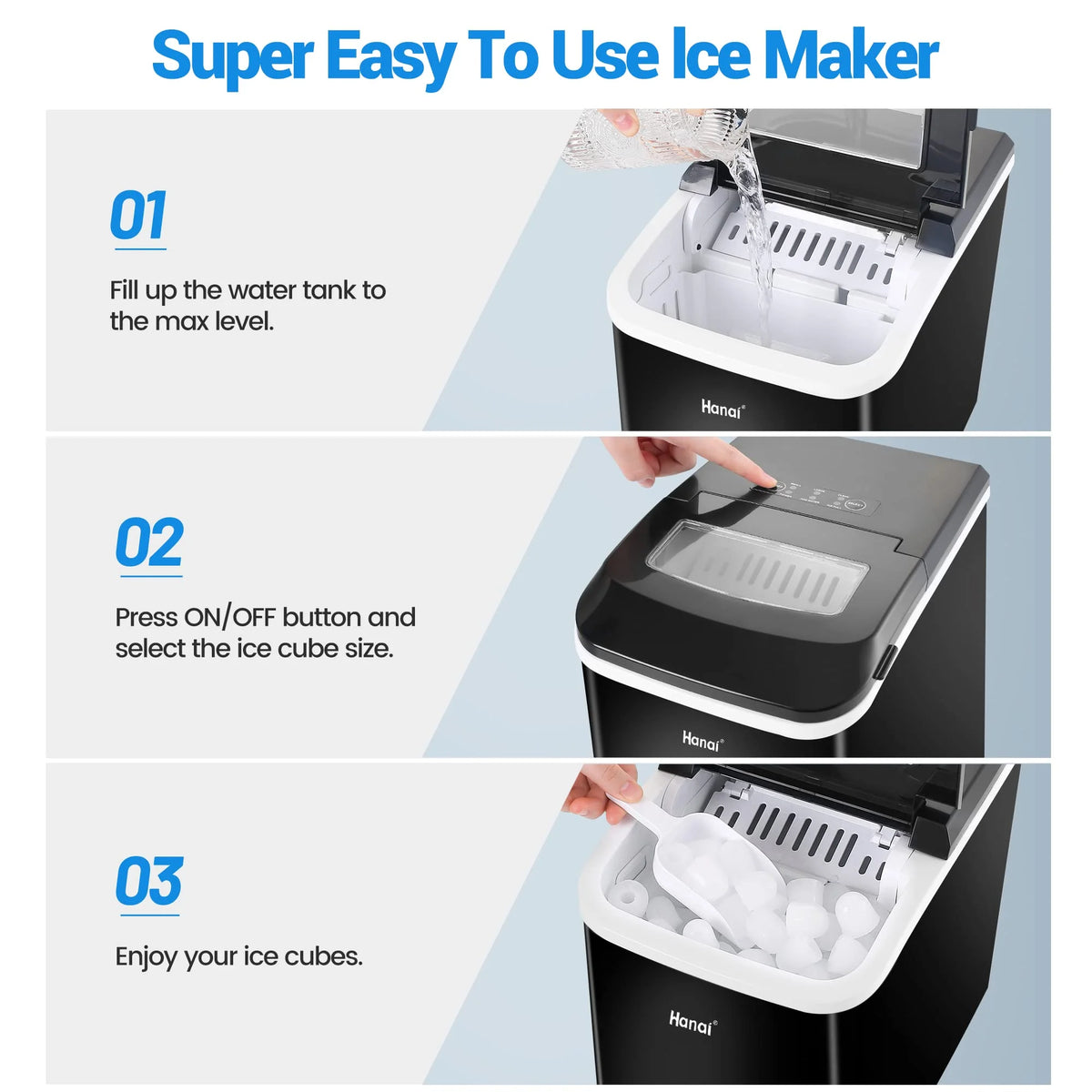 Countertop Ice Maker Machine 2 Ice Sizes 26.5 lbs 1.1L P269
