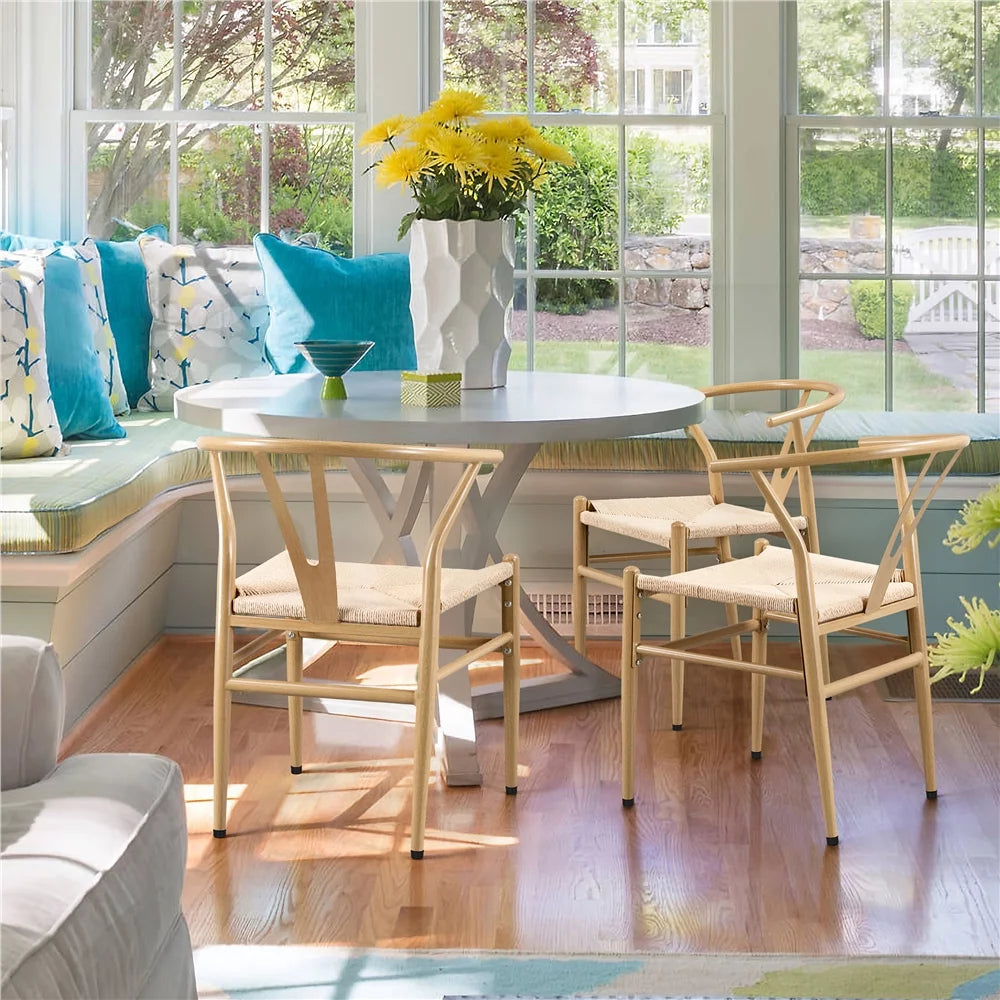 4pcs Weave Dining Chair with Metal Frame E406419