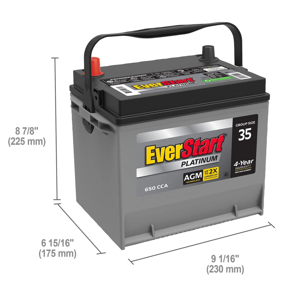 Platinum AGM Automotive Battery Group Size 35 12 Volt 650 CCA C11400