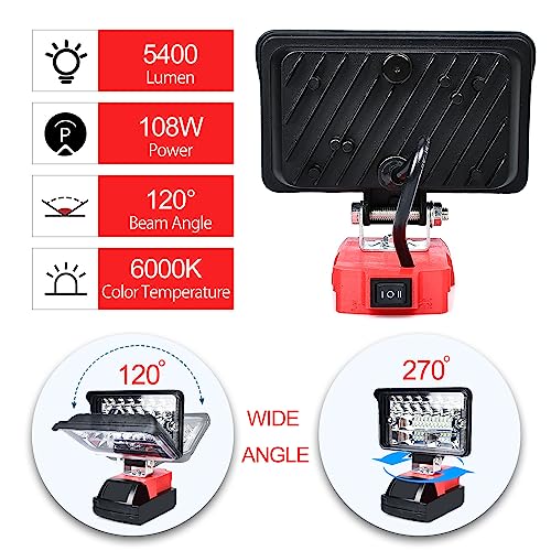 Cordless LED Work Light 108W 5400LM Adjustable Portable Flood Light I948594