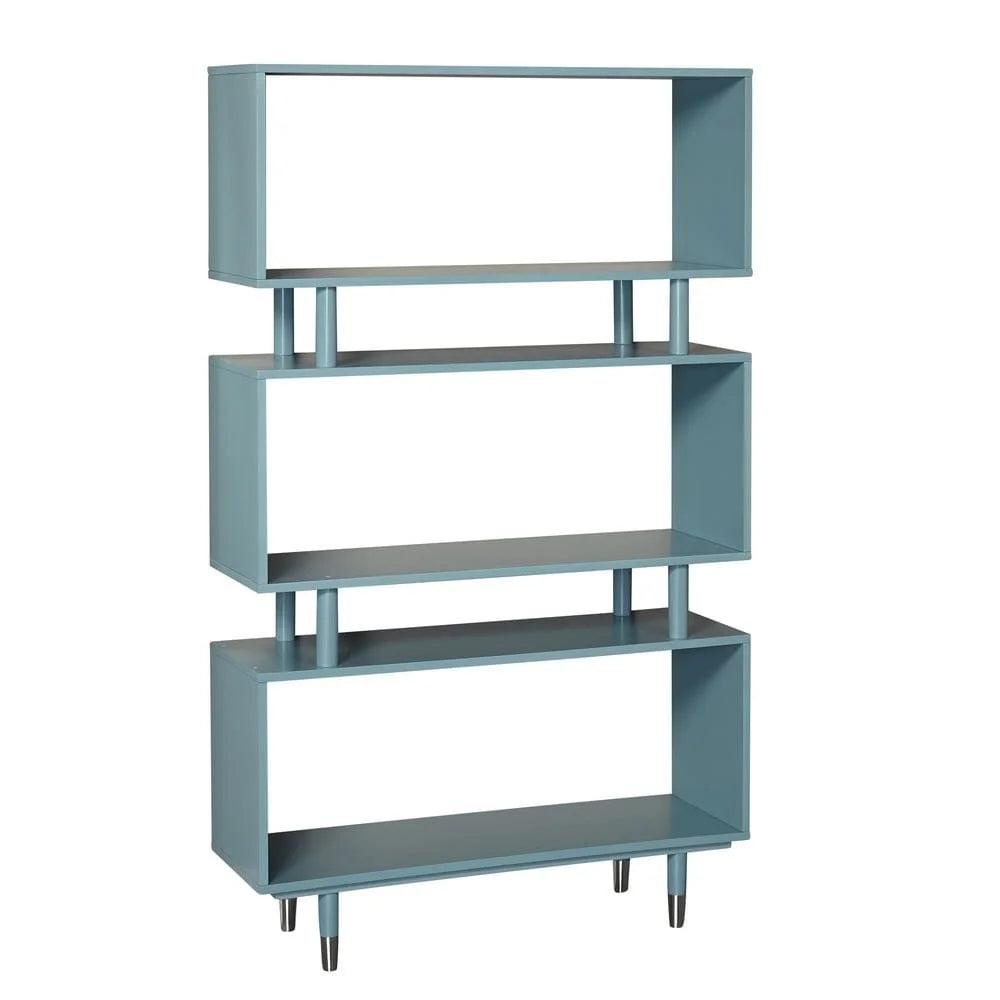 Mid-Century Modern 3-tier Bookshelf Antique Blue C16907
